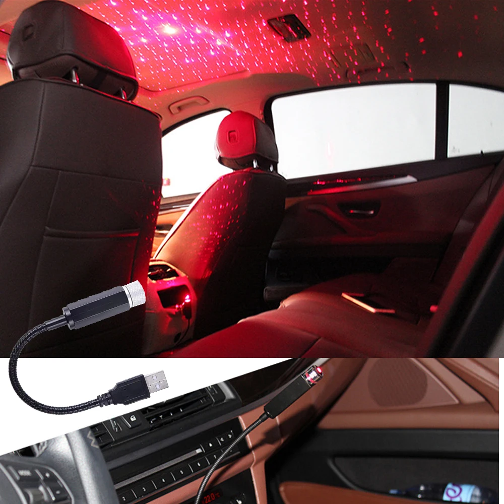 1 шт. USB атмосферная лампа на крышу автомобиля интерьерное украшение звезда накладные проекционные лампы атмосферная лампа настроение лампа