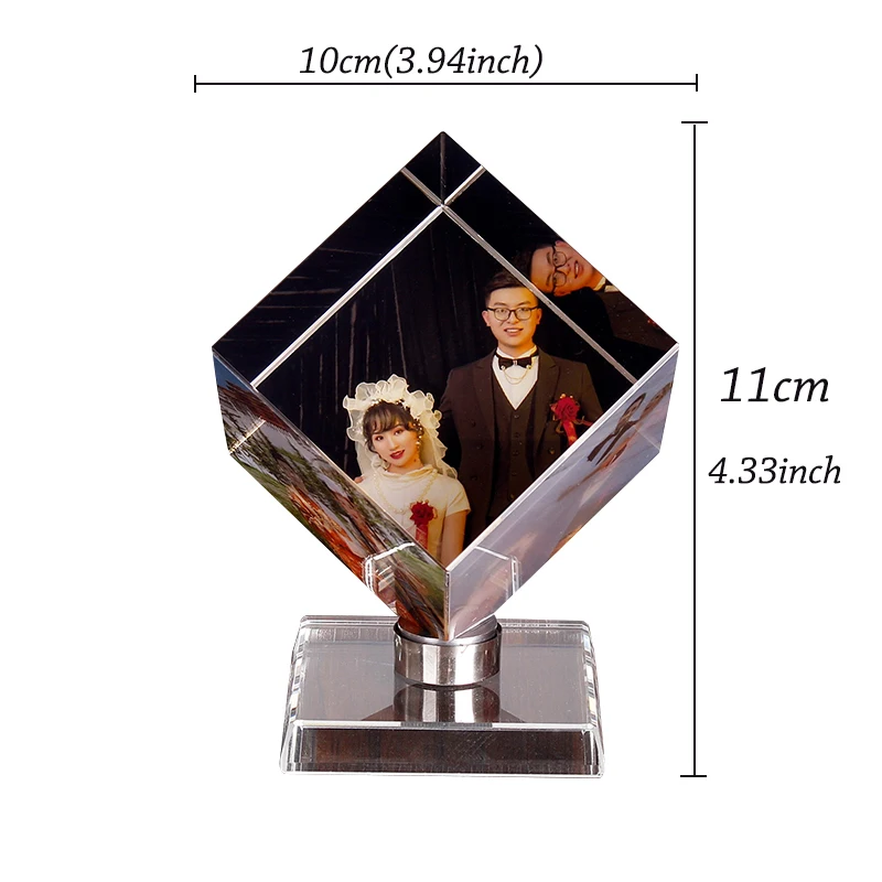 Personalized Customization Crystal Cube Shape Photo Album Glass Figurines Graduation Wedding Souvenir Home Decor Christmas Gifts 6