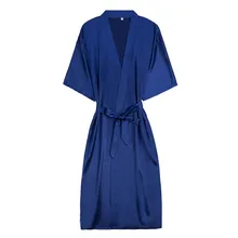 Однотонное сексуальное длинное кимоно платье женский халат белье для ванной Ice шелковая ночная Рубашка Camisola De Dormir Sleepwea дамское Ночное платье* X