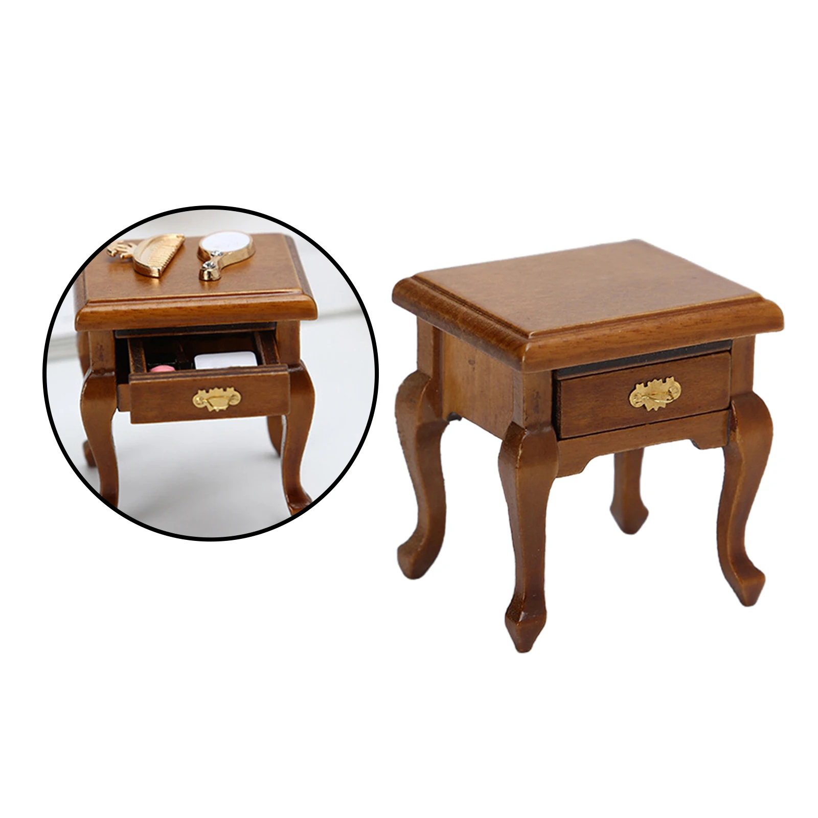 1/12 Wooden Dollhouse Miniature Bedroom Cabinet Bedside Table Night Stand Living Room Furniture Accessories