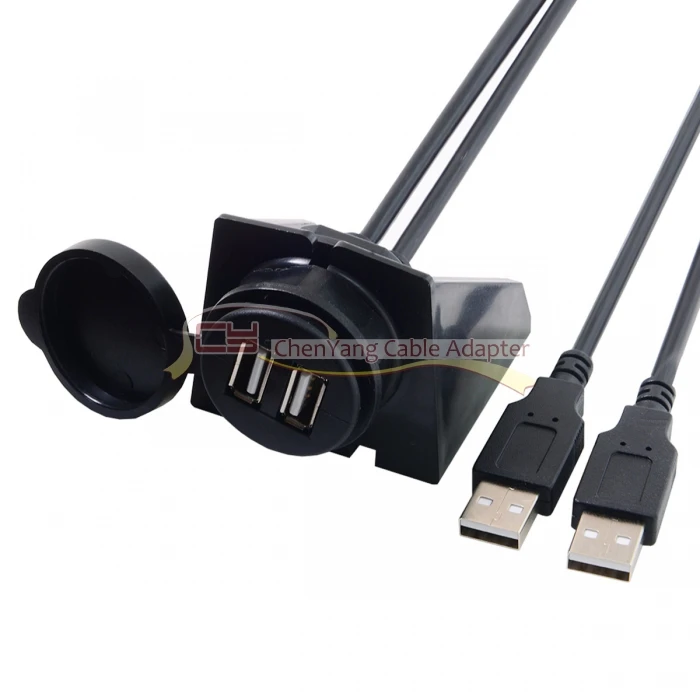 1 м водонепроницаемый двойной USB 2,0 удлинитель AUX заподлицо автомобильное крепление Удлинительный кабель для приборной панели
