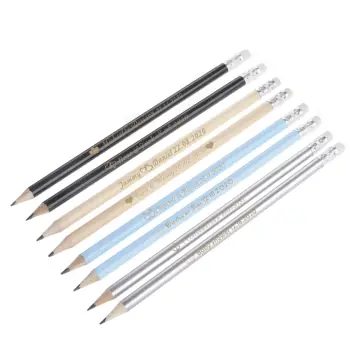 

50 PCS Personalized Engraved Wooden Wood Pencils With Rubber Wedding Favors Baptism Decors Christmas Party Customized logo 19CM