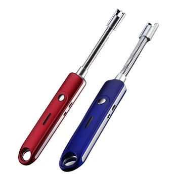 

2set 360 Degree USB Arc Plasma Lighter Flexional USB Electric Lighter Metal Windproof Cigarette Lighter (Red&Blue)
