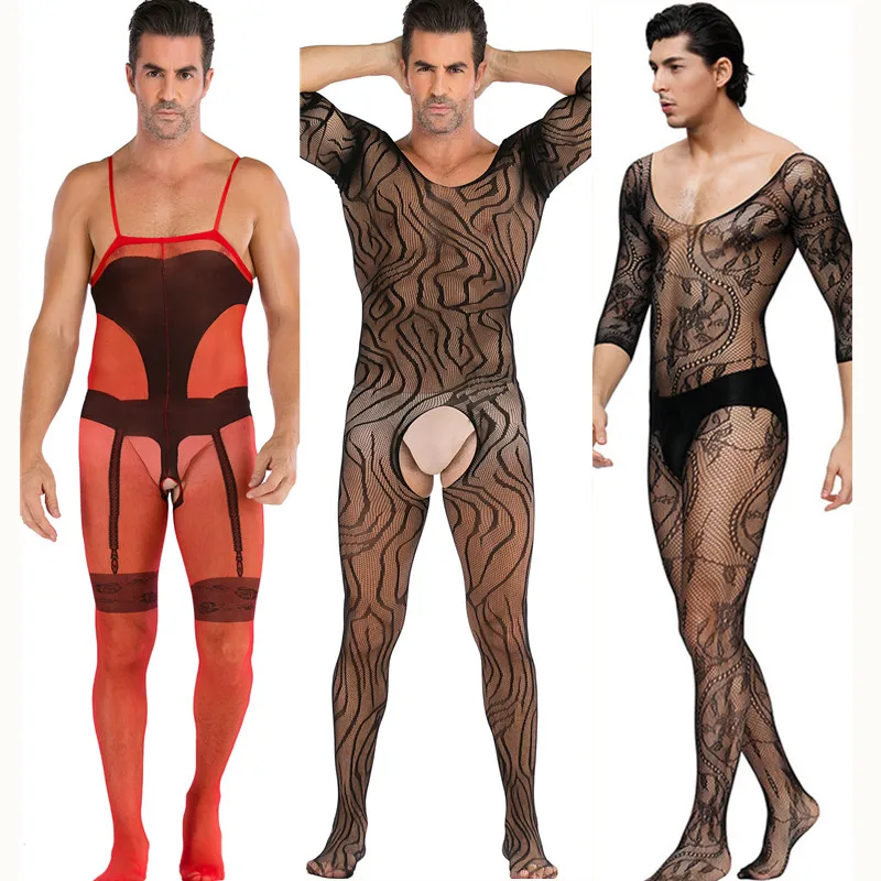 sexy lingerie hot sexy costumes intimates Appeal teddy bodysuits men netting body stocking porno cosplay fun underwear men hose