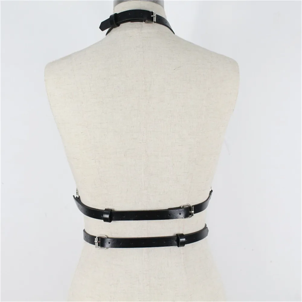 Women Fashion Body Cage Belt Leather Belt Harness Stripper Clothes Sexy Lingerie Sexy Hot Erotic Set 2PCS Body Straps Bra Garter