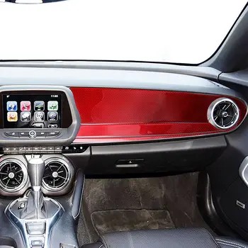 

Interior Dashboard Co-Pilot Cover Trim Decor Red For Chevrolet Camaro 2016+ Carbon Fiber Auto Durable