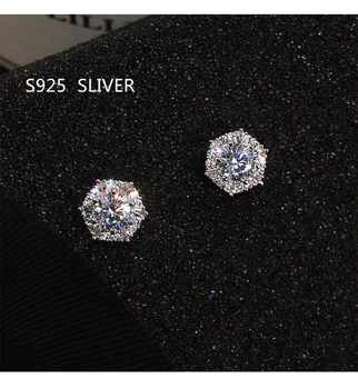 Buy OnlineS925 Sterling Silver Color Simple Round Bling CZ Zircon Stone Stud Earrings Fashion Jewelry Korean Earrings for Women Girl.