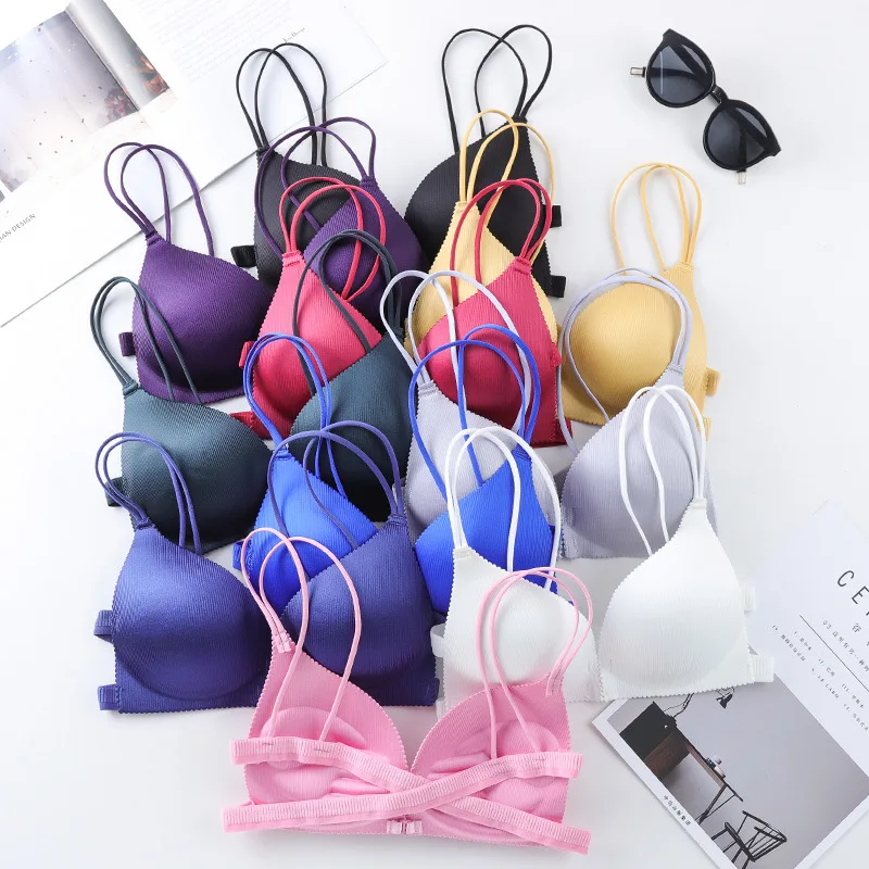 New Womens Wire Free Bralette Sexy Front Buckle Lingerie Bra Smooth