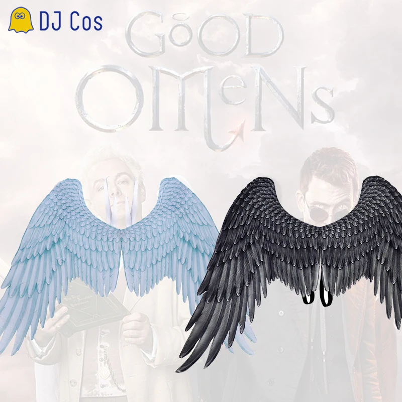 Good Omens Косплей демона крылья дьявола Кроули черные Ангела Aziraphale белые ролевые