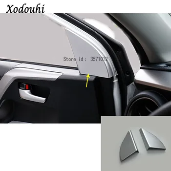 

For Toyota RAV4 2016 2017 2018 ABS chrome stick column Audio Speak Cover Window Windshield Side triangle lamp trim 2pcs