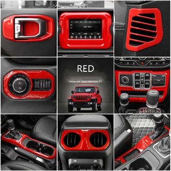 

Red interior modification and modification of the center console decoration accessories For JEEP Wrangler JL 2018 2019