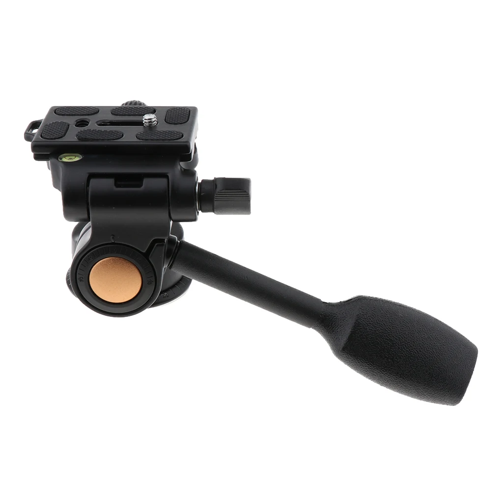Tripod Pan Head 360 Degrees Smooth Rotation Three-Dimensional Aluminum Alloy Tilt Head with Quick Release Plate for Camcorder