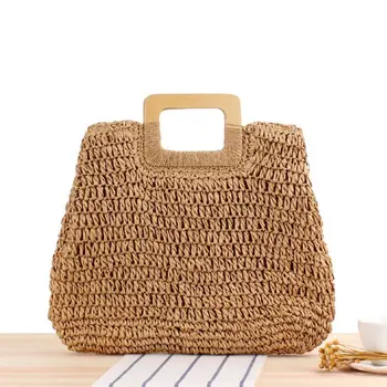 

Women Girls Hollow Straw Bags Summer Beach Handbags Weave Tote Purse 517D