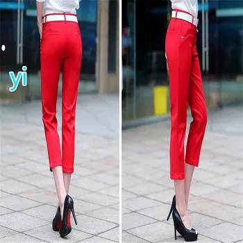 

yi 2019 new high quality women's casual pants solid pants 25-36 trousers women