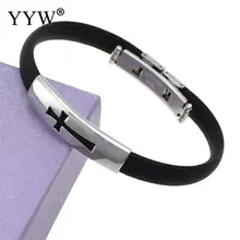 Силиконовый черный браслет из нержавеющей стали мужской браслет из нержавеющей стали с силиконовым крестом четыре пути распятие черный 8 мм