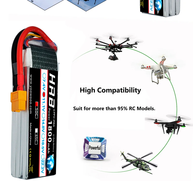 HRB 11,1 V 1800mAh 3S 50C LiPo батарея XT60 разъем для Skylark M4-FPV250 мини-Шредер 200 INDY250 RC Heli самолет БПЛА FPV дроны