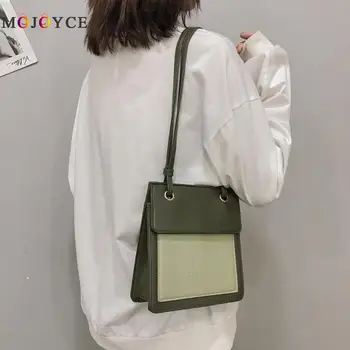 

New Fashion Hit Color Women Handbag PU Leather Shoulder Bag Elegant Simple Flap Top Handle Bags