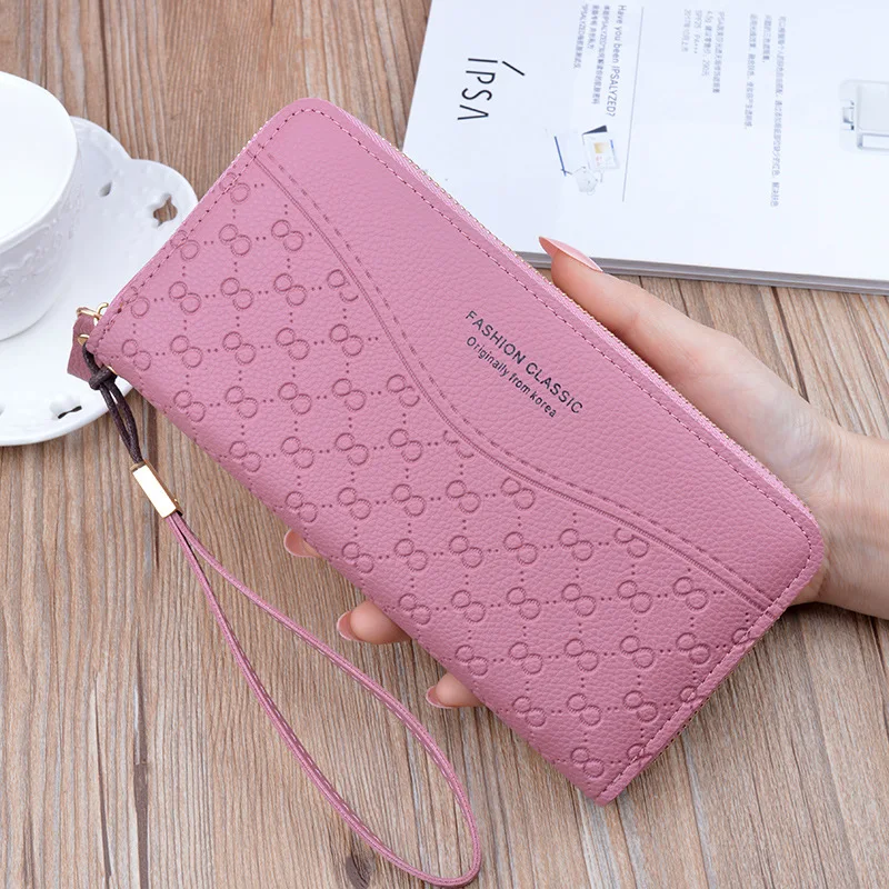 

Famous Brand Long Purse Two Fold Women Wallet Drawstring Nubuck Leather Zipper Suede Wallet Lady Carteira Feminina Clutch Bag