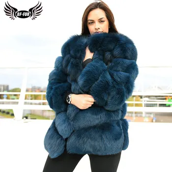 

70cm Long Blue Real Fox Fur Coat For Women Winter Thick Full Pelt Genuine Fox Fur Jacket Natural Fur Coat Woman Outwear Luxury