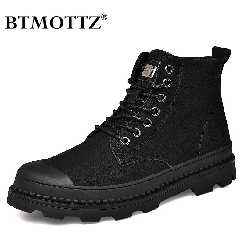 Online Warme Winter Männer Stiefel Aus Echtem Leder Stiefeletten Männer Winter Arbeit Schuhe Männer Military Armee Pelz Schnee Stiefel für Männer botas BTMOTTZ