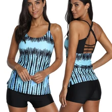 Купальники размера плюс, женский сексуальный танкини, набор из двух частей, купальники для женщин, Танкини с принтом, купальный костюм с пуш-ап, женское бикини 3XL