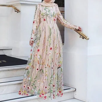

Fashion Women Plus Size Abaya Jilbab Muslim Maxi Dress 3D Foral Beletd High Waist Kaftan Long Dress Islamic Clothings S-2XL