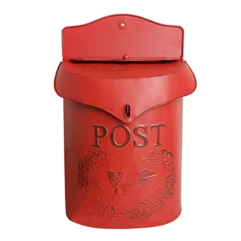 

Vintage Metal Lockable Security Post Letter Newspaper Mailbox Garden Ornament Red
