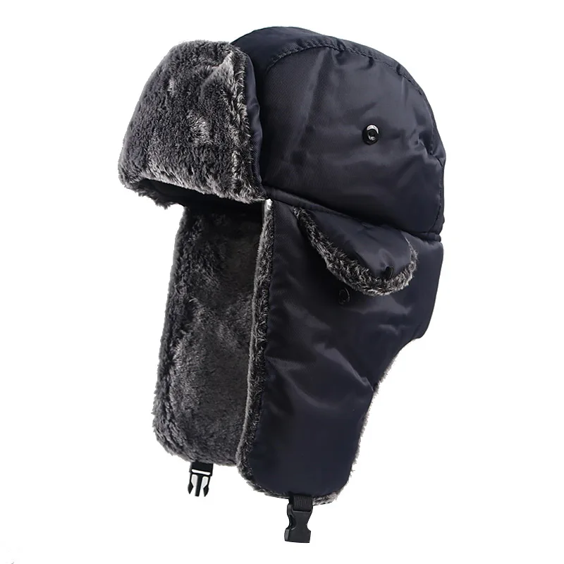 Men's Winter Hat Ushanka Russia 2021 Thermal Bomber Hats Men Women Fashion Earflap Ski Cap Thick Faux Fur Trapper Hat Snow Caps mens fur bomber hat Bomber Hats