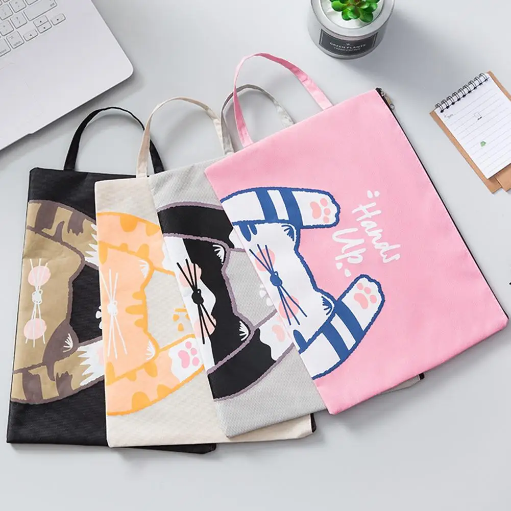 

Portable Cartoom Cat Oxford Cloth Zipper Stationery Storage Bag folder Cosmetics Pouch папка для документов