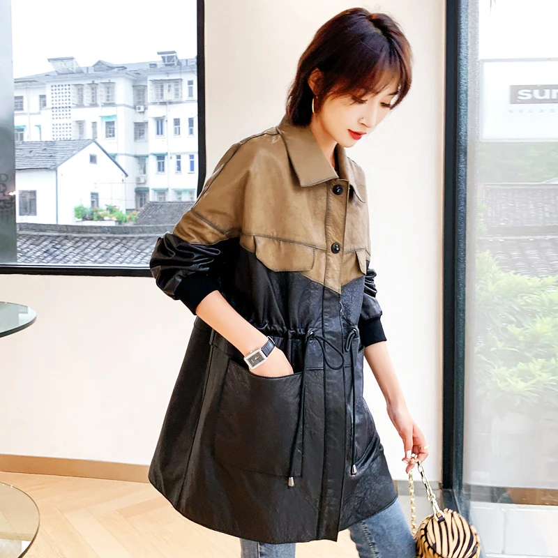 Genuine Leather Jacket Women Korean Vintage Spring Autumn Sheepskin Real Leather Jacket Women Clothes Slim 909 YY1739
