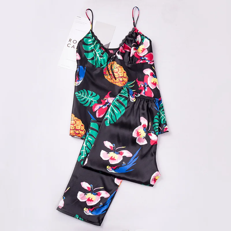 

Yao ting Version of Silk Pajamas Women's Summer Camisole Trousers Two-Piece Set Tracksuit Thin-Outer Wear 1548