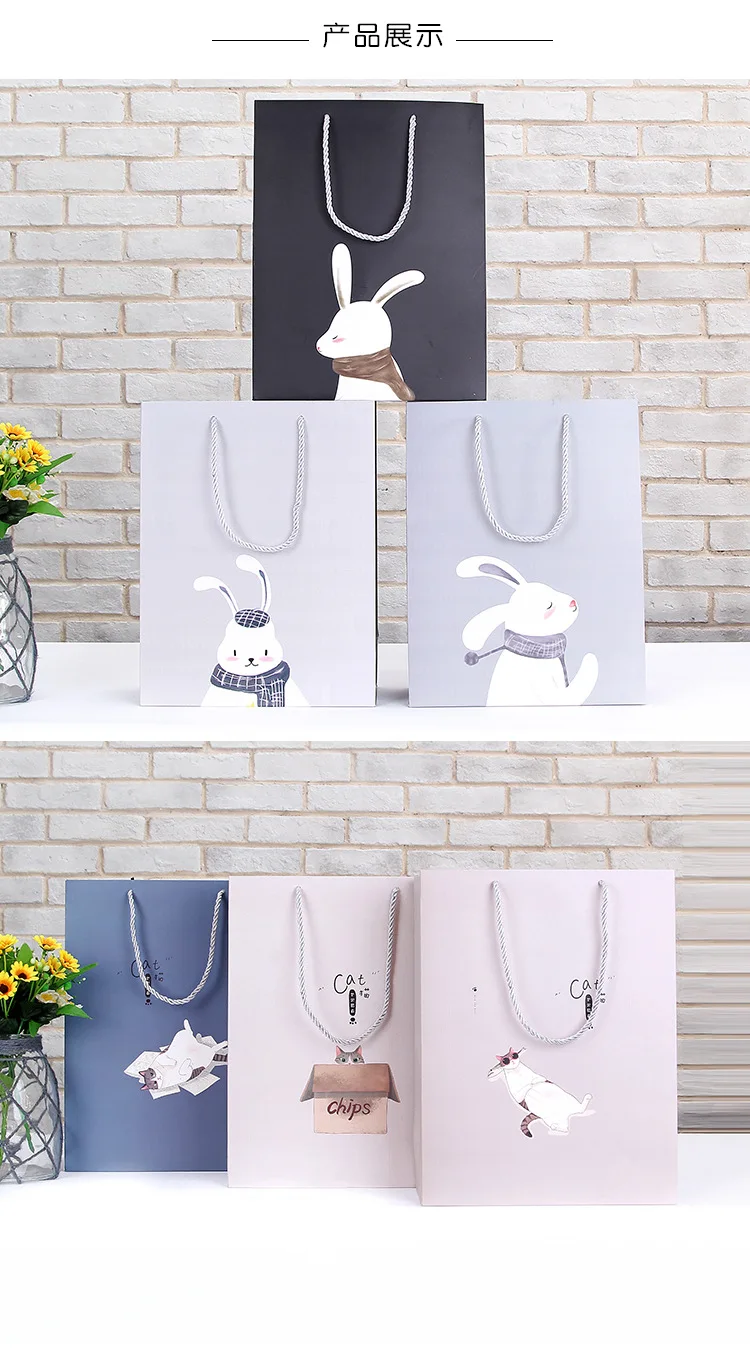 Дизайн в Корейском стиле сумка для покупок с персонажем из мультфильма большой Размеры ручной белый бумажный пакет тканевая сумка мешок подарка год хозяйственные сумки оптом
