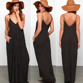 

Women Clothing Long Dress Summer 2020 Fashion Hot V-collar Long Dress Sleeveless Printed Tie Dress