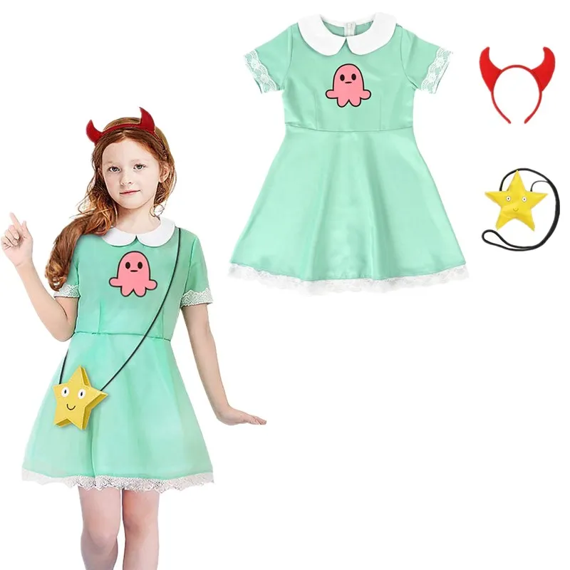 

Anime Star vs. the Forces of Evil Princess Star Butterfly Dress Halloween Cosplay Costume Girls Fancy Dress with bag
