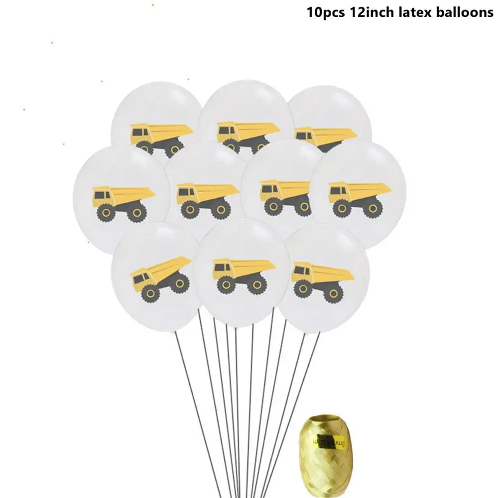 Car Balloons 11 Taoup С Днем Рождения Декор стола принадлежности Детские грузовик автомобиль одноразовые посуда синяя скатерть чашки тарелки баннеры соломинки - Цвет: Car Balloons 11