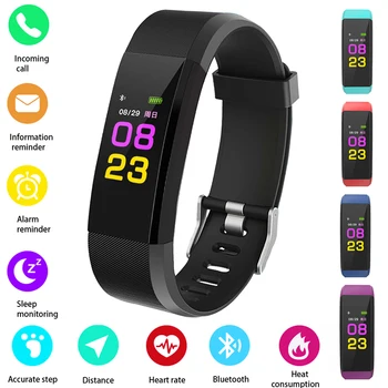 

HOT 115PLUS Smart Band Support Heart Rate Blood Pressure Calorie Step Monitoring IP67 Waterproof Fitness Bracelet Random color