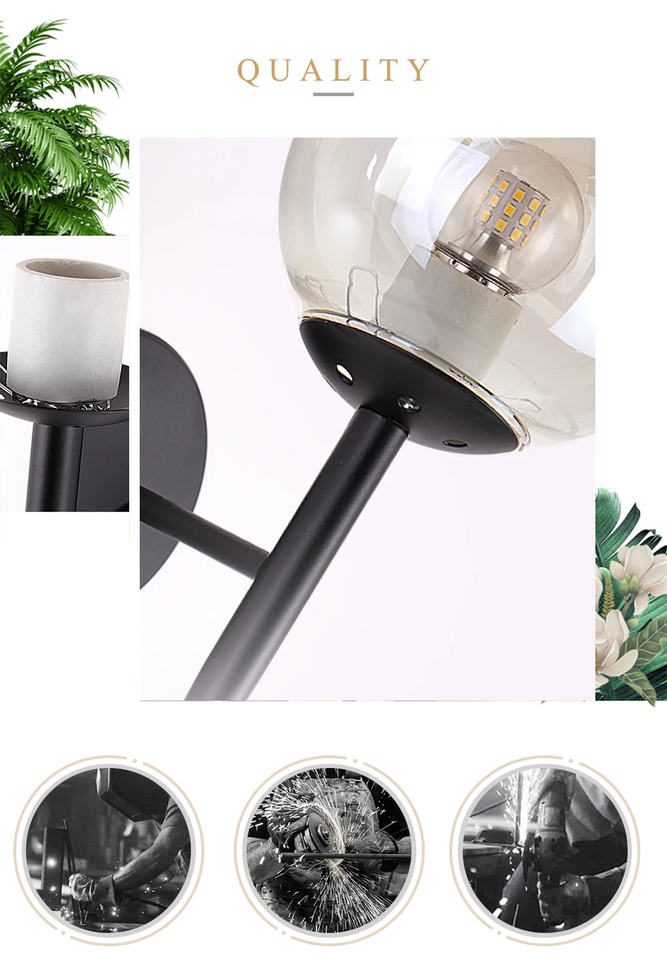 Современный настенный светильник из прозрачного стекла, дизайнерский роскошный настенный светильник s, украшение для гостиной, спальни, светодиодные лампы, AC90-260V, черный светильник