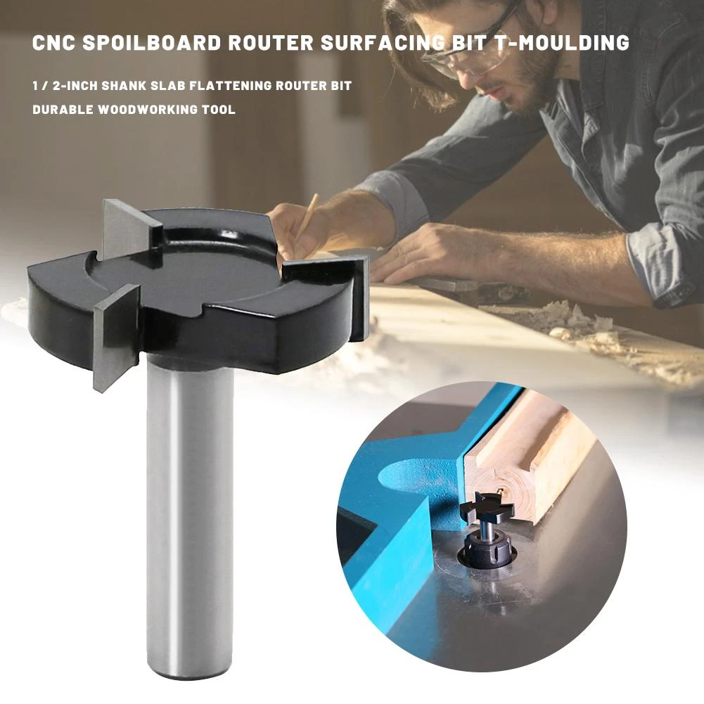 1/2" Shank CNC Spoilboard Surfacing Router Milling Cutter Woodworking Tools US 1/2" Shank CNC Spoilboard Surfacing Router Milling Cutter Woodworking Tools US