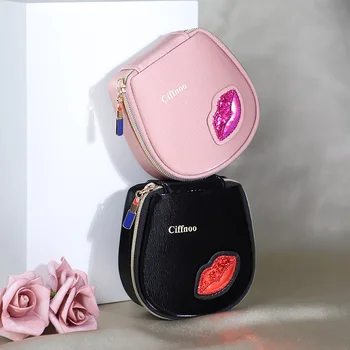 

Lipstick Cosmetic Bag Women Leather Travel Make Up Necessaire Organizer Zipper Small Makeup Case Luxury Pouch Toiletry Bags