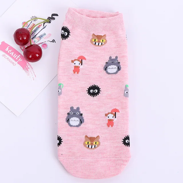 Cartoon Cat Cute Socks Women No Face Man Sock Totoro Funny Fashion Anime Spring Autumn Sweat Absorption Gray Classic Cotton Sock 204