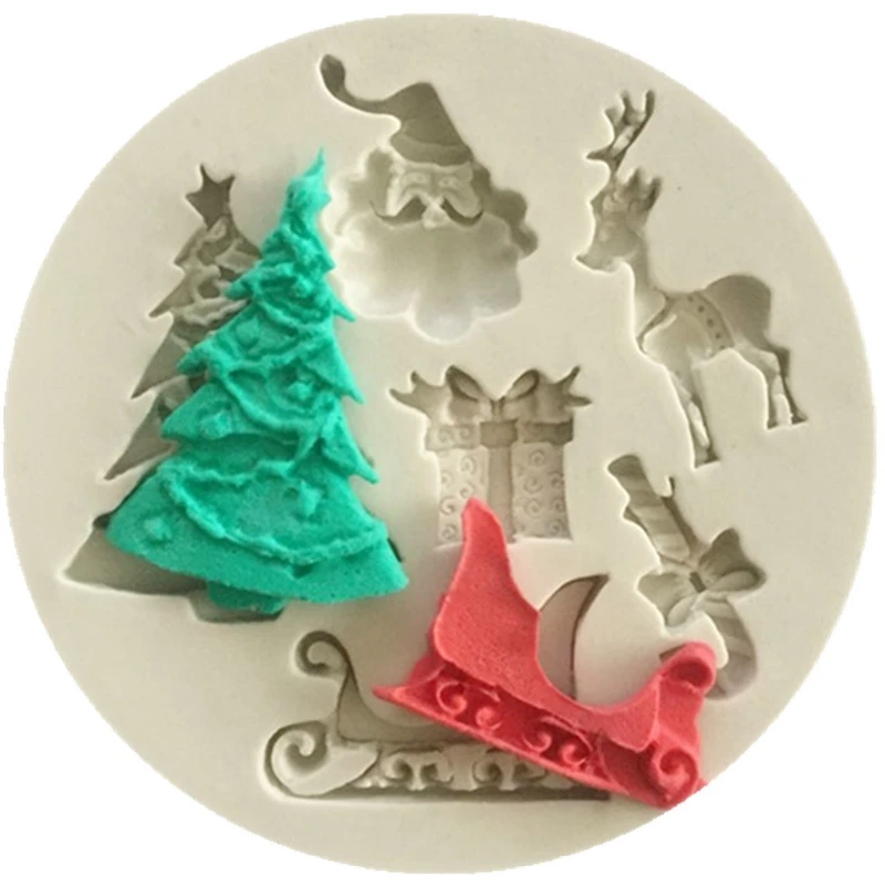 

1pc Christmas Fondant Cake Mould Cute Santa Claus Christmas Tree Cake Mold Soft Silicone Small Size Cake Mould DIY Bake Tools