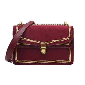 

Women's Frosted Leather Messenger Bag Chain Shoulder Messenger Bag Fashion Small Square Bag Portable Wild Handbag Wallet Chain B