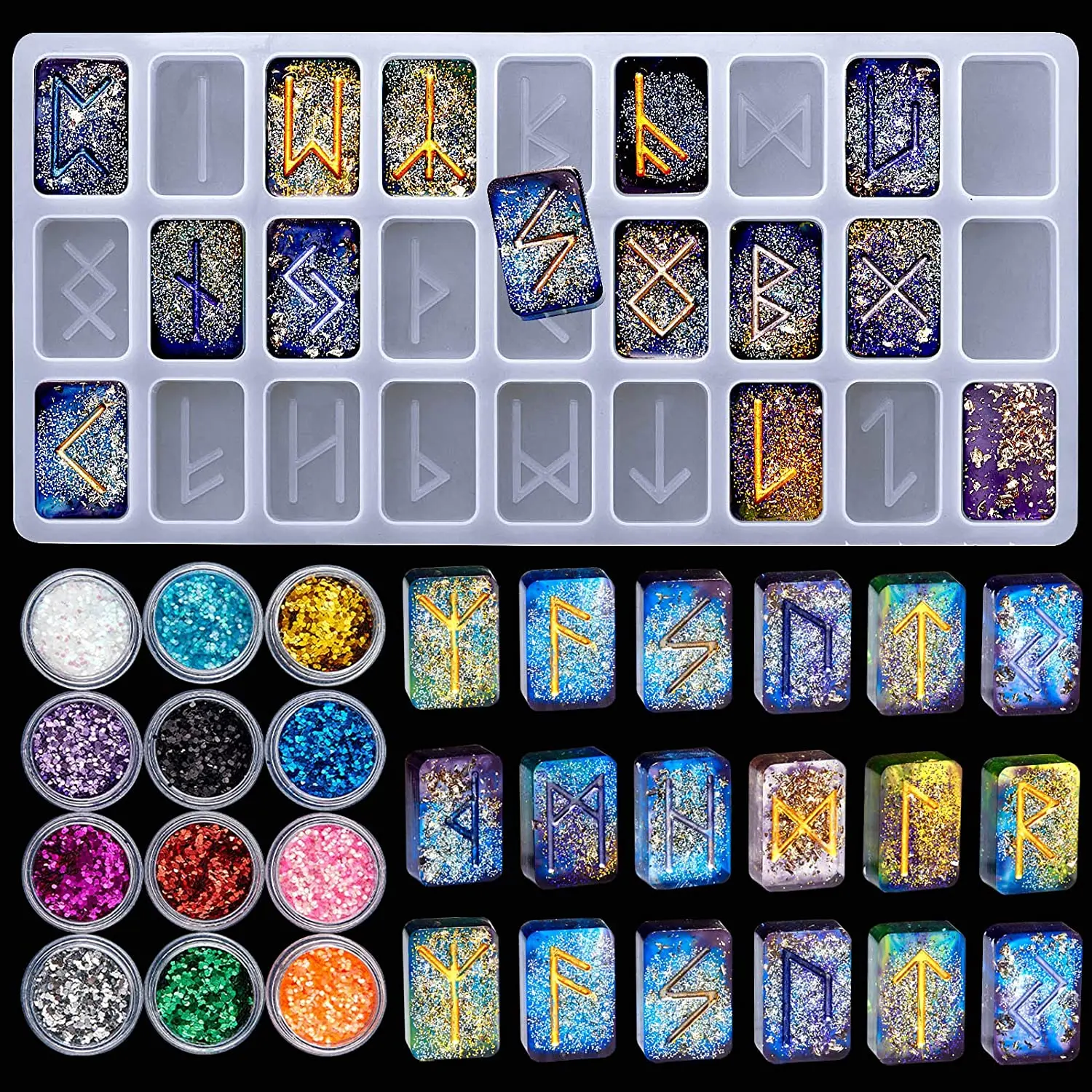 

Rune Resin Mold Symbol Crystal Epoxy Resin Letter Silicone Mold DIY Word Charm Mould for Personalized Pendant Crafts Making Supp