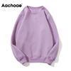 Aachoae Loose Casual O Neck Cotton Sweatshirt Women Fashion Batwing Long Sleeve Hoodies Sport Top 2022 Solid Home Style Pullover ► Photo 3/6
