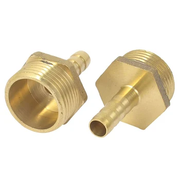 

3/4inch Male Thread to 8mm Hose Barb Straight Adapter 2PCS,gold