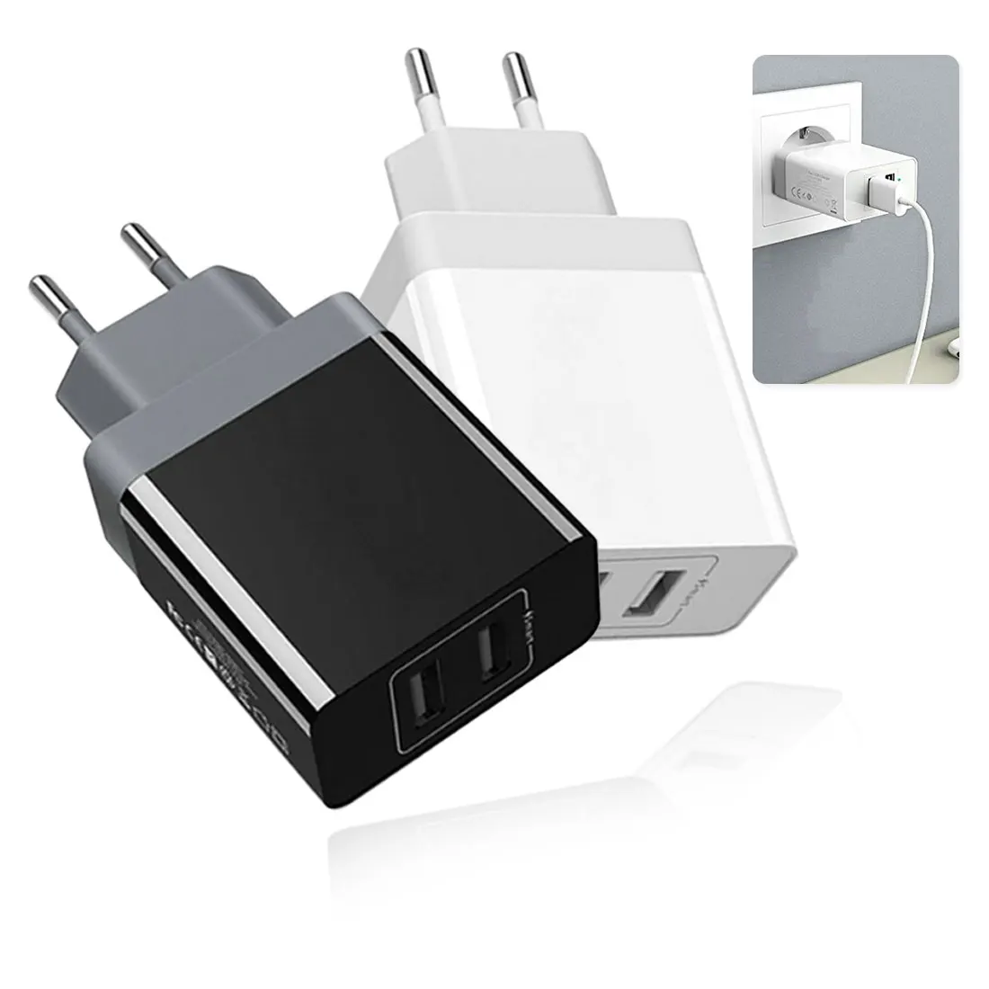 Двойное зарядное устройство USB 4.8A, зарядное устройство для мобильного телефона, зарядная головка, умная Универсальная зарядка для путешествий, штепсельная вилка европейского стандарта