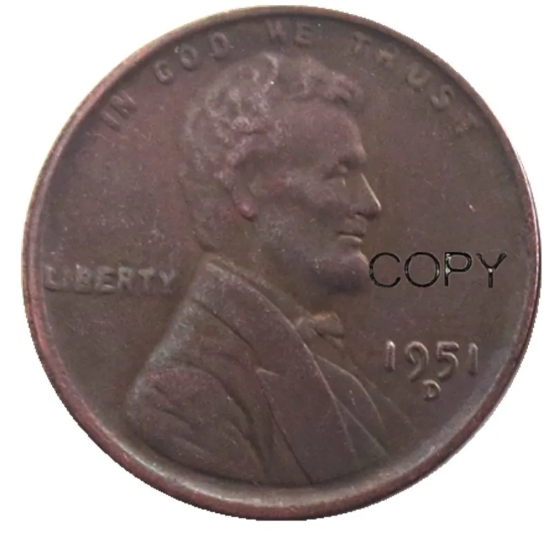 США один цент 1951 P/D/S копия монет