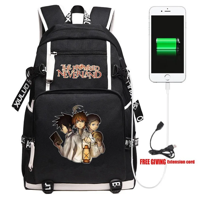 Аниме обещанный Neverland USB детский школьный рюкзак подростковый студенческий книжный мешок мультфильм унисекс ноутбук на плечо дорожные сумки