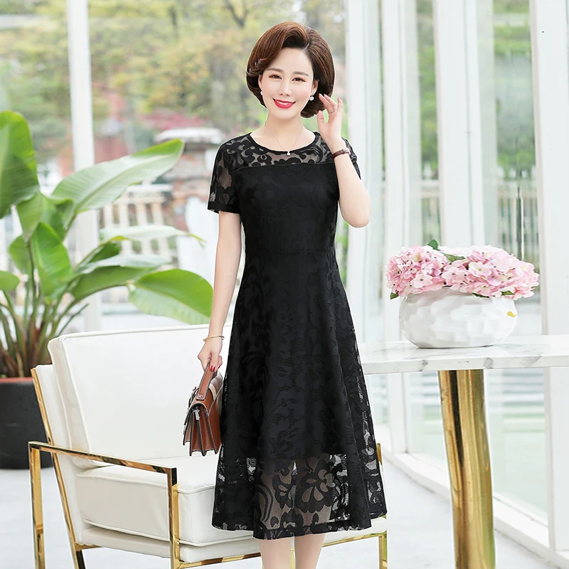 Кружевные Элегантные платья 2020 с коротким рукавом и высокой талией женское