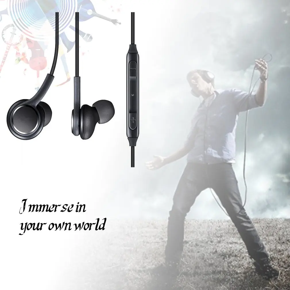 

Stereo Sports In-ear Earphones With Mic 3.5mm Control Box Wired Headset For Samsung Galaxy S8 S8plus